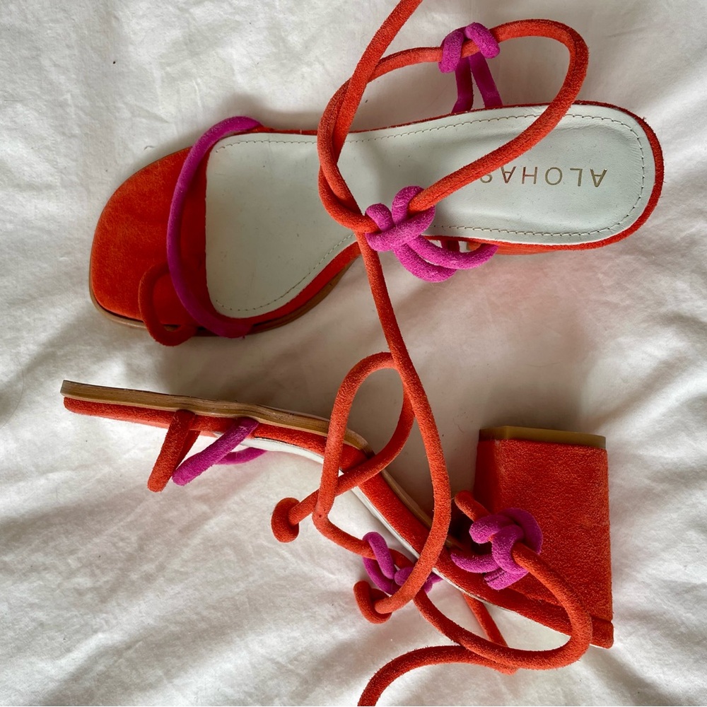Alohas Women's Grace Orange and Pink Strappy Sandals